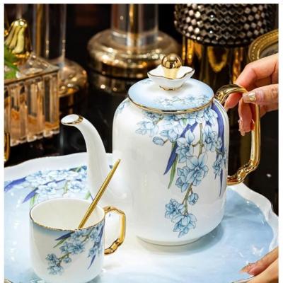 BỘ ẤM CHÉN HỌA TIẾT HOA - VIỀN VÀNG CAO CẤP